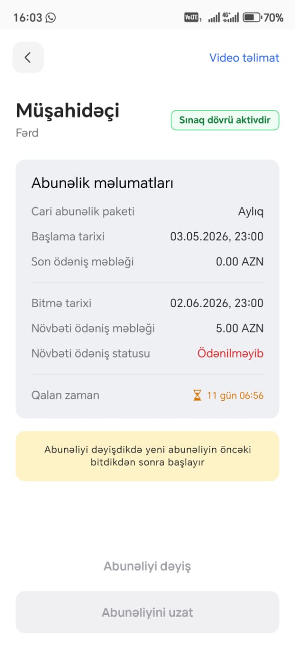 Abunəlik Ekranı
